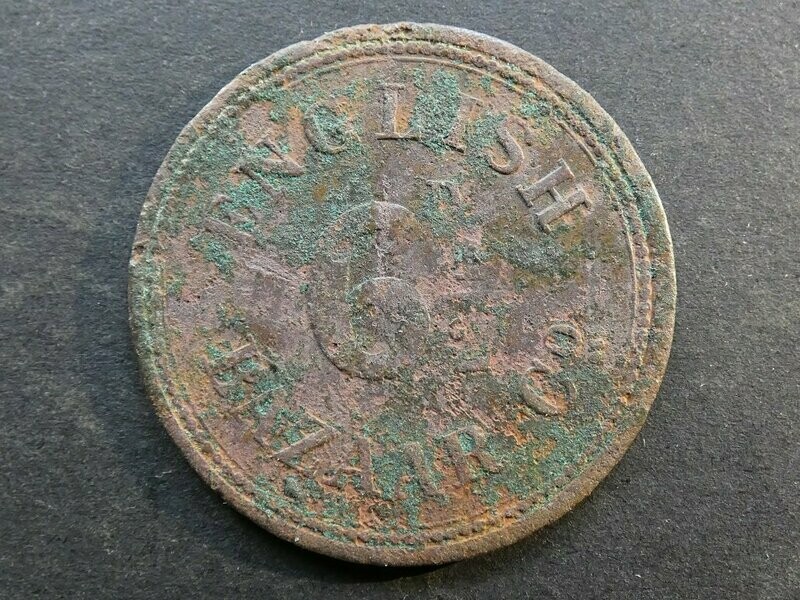 Jersey, value-stated check, English Bazaar Company, 6½d