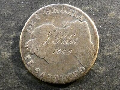 Engraved, Shilling, 1734, love token.