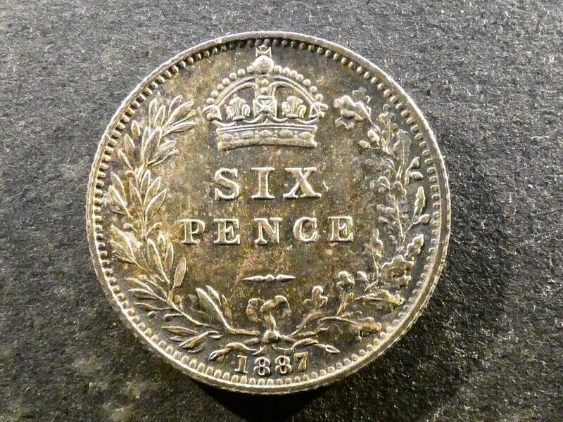 Sixpence, 1887, jubilee head.