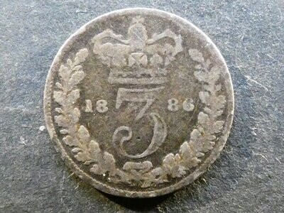 Threepence, 1886, currency issue.