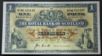 Royal Bank of Scotland, 1 Pound, 3rd January 1955.