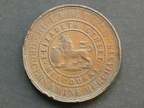Australia, 1d token, Victoria, 1858, Hide & De Carle, Melbourne