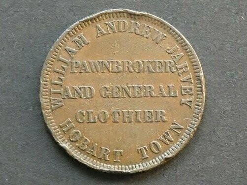 Australia, 1d token, Tasmania, ND(1862), William Andrew Jarvey, Hobart