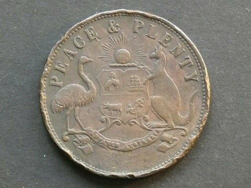 Australia, 1d token, Victoria, 1858, Peace & Plenty, Melbourne