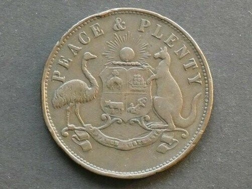 Australia, 1d token, Victoria, 1858, Peace & Plenty, Melbourne
