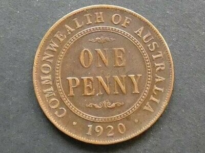 Australia, Penny, 1920, no dots