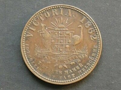 Australia, 1d token, Victoria, 1862, T. Stokes, Melbourne
