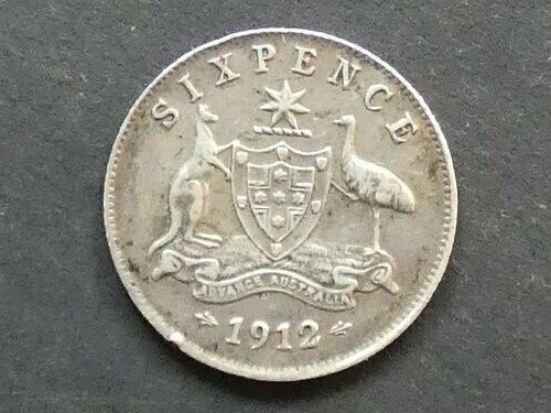 Australia, Sixpence, 1912