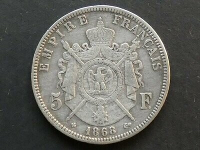 France, 5 Francs, 1868BB