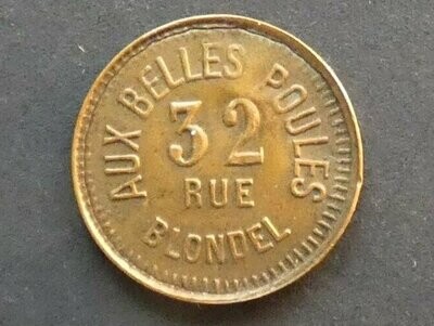 France, brothel token, early 20th century, Aux Belles Poules