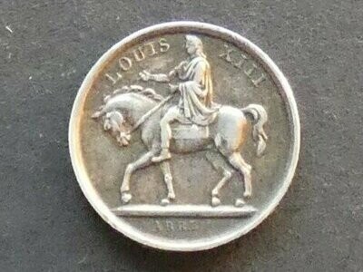 France, silver jeton, 1829, Loius XIII equestrian monument