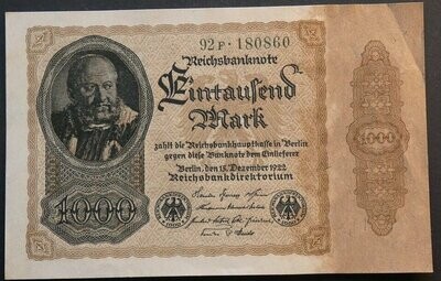 Germany, 1000 Mark, 15.12.1922.