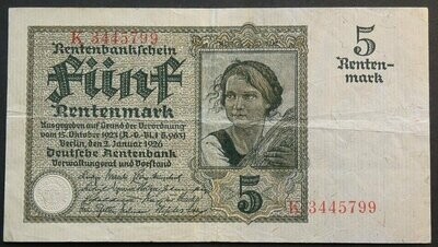 Germany, 5 Rentenmark, 2.1.1926.