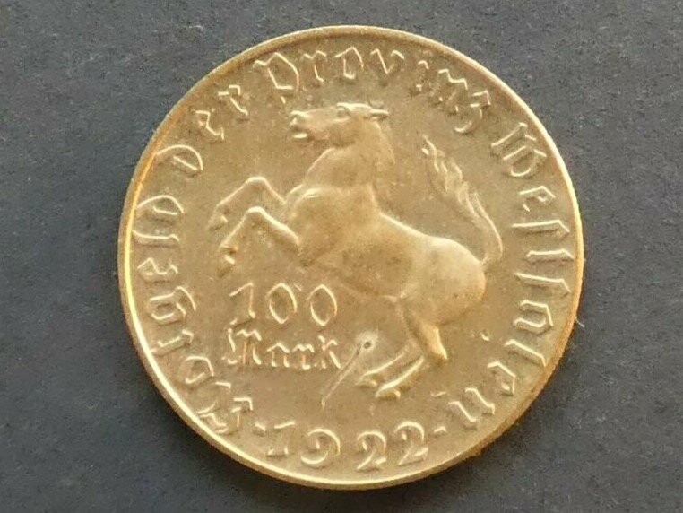 Germany, Westphalia, notgeld token, 100 Mark, 1922