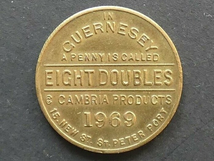 Guernsey, advertising piece, Cambria Products, 8 Doubles, 1969