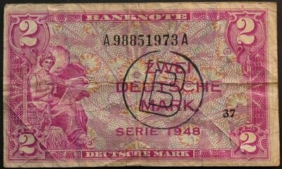 Germany (West), 2 Deutsche Mark, 1948.