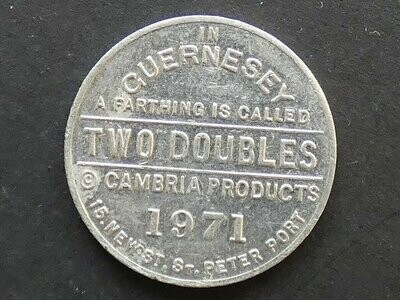 Guernsey, advertising piece, Cambria Products, 2 Doubles, 1971
