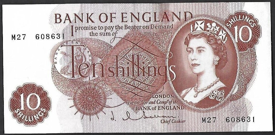 10 Shillings, Hollom, ND(1962-1966), Replacement.