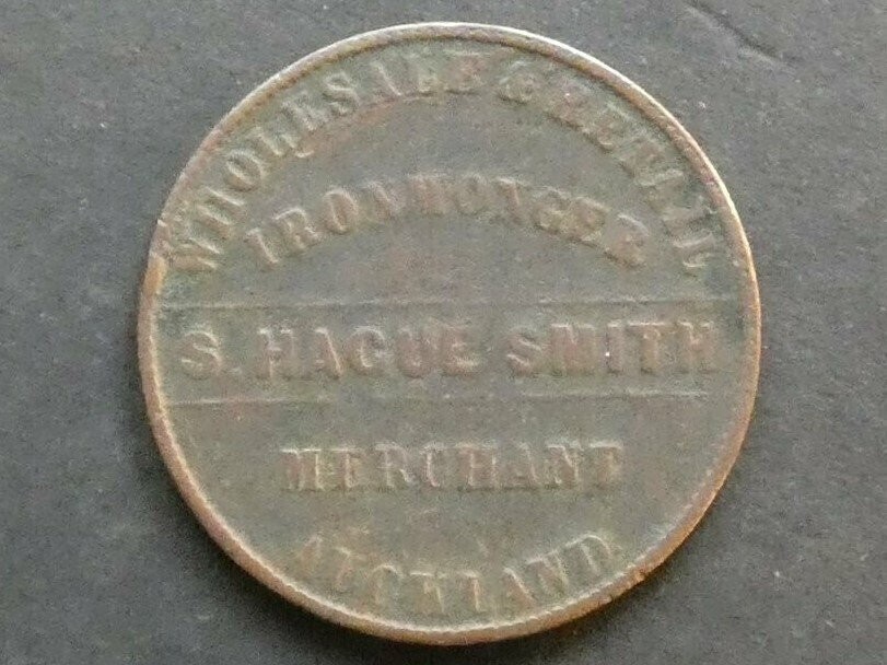 New Zealand, 1d token, Auckland, ND, S. Hague Smith