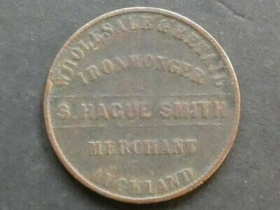 New Zealand, 1d token, Auckland, ND, S. Hague Smith