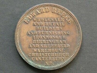 New Zealand, 1d token, Canterbury, ND(1860-1867), Edward Reece