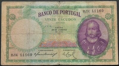 Portugal, 20 Escudos, 28.1.1941.
