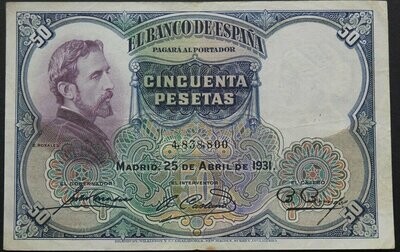 Spain, 50 Pesetas, 25.4.1931.