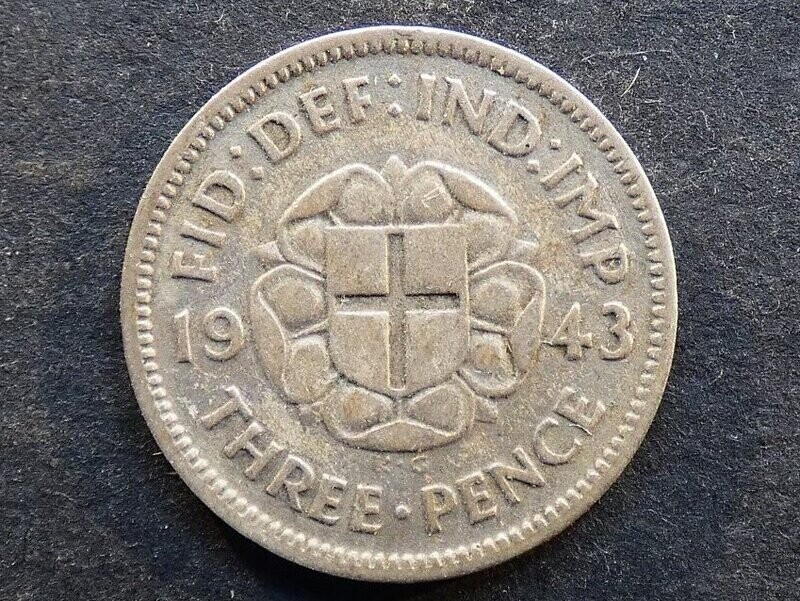 Threepence, 1943, currency issue.