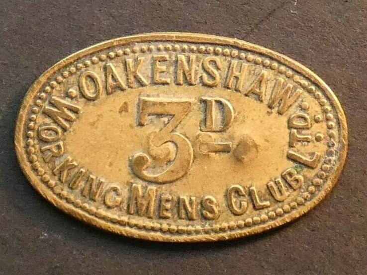 Working Men's club, Lancashire, Oakenshaw, 3d