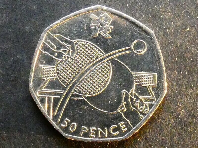 50p, 2011, London 2012 Olympics - Table Tennis.