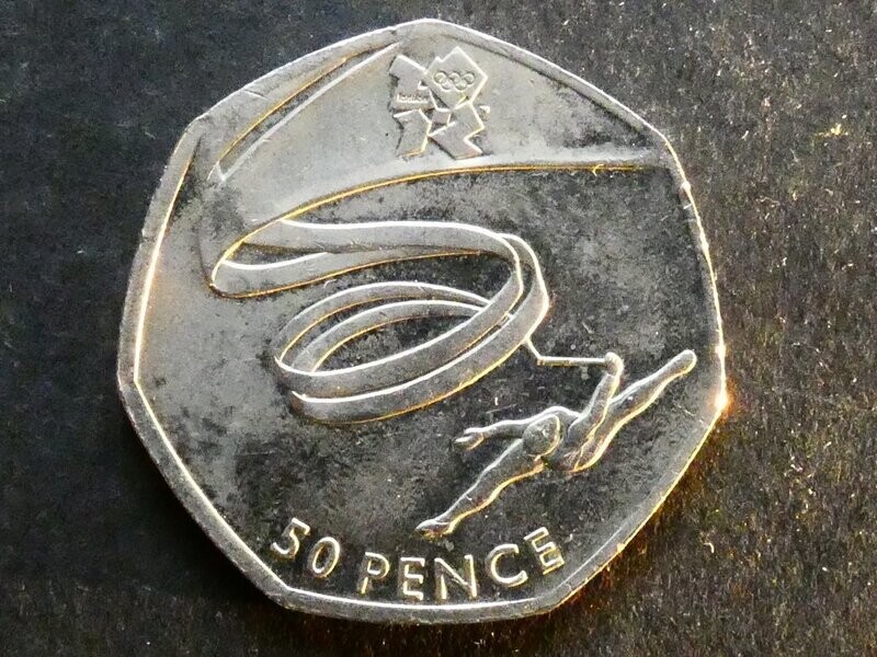50p, 2011, London 2012 Olympics - Gymnastics.