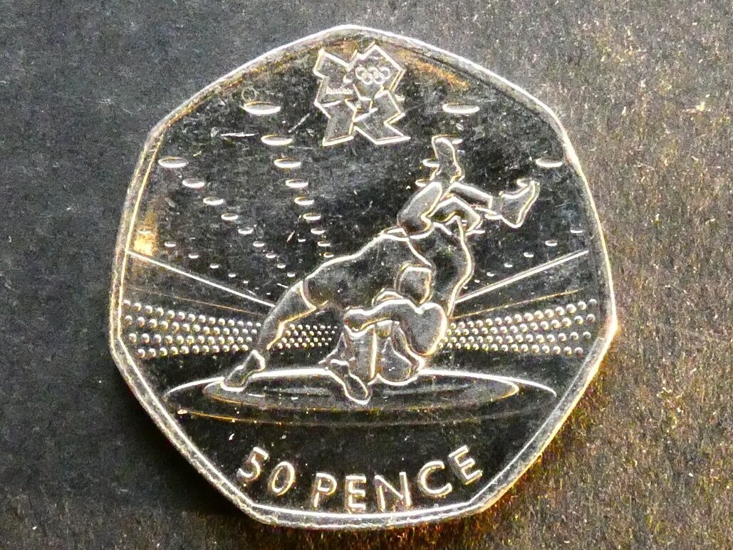 50p, 2011, London 2012 Olympics - Wrestling.