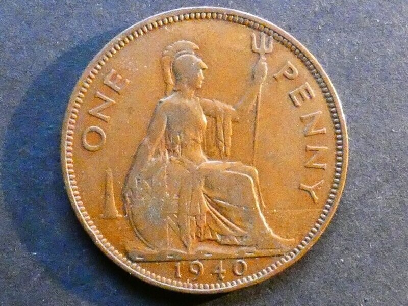 Penny, 1940, single exergue line.