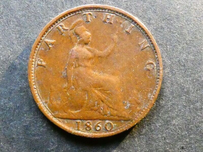 Farthing, 1860, toothed border.