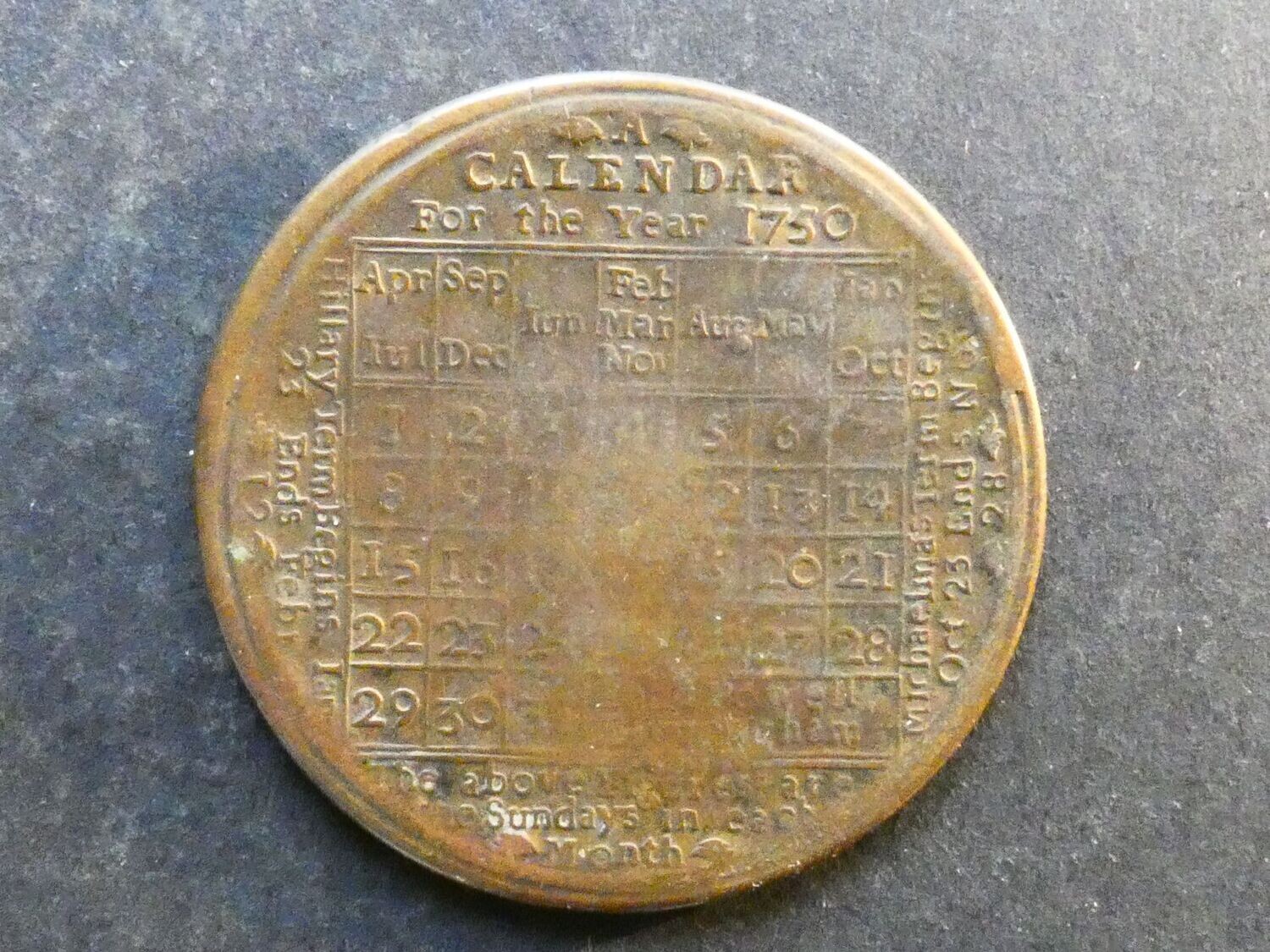 Calendar Medal, 1750, by John Powell