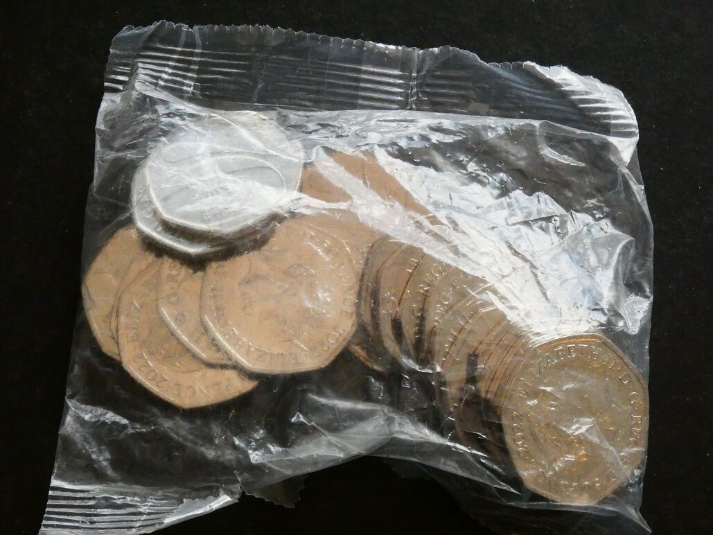 50p, 2022, Elizabeth II, Platinum Jubilee, sealed bag.