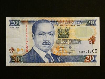 Kenya, 20 Shillings, 1st July 1998, replacement.