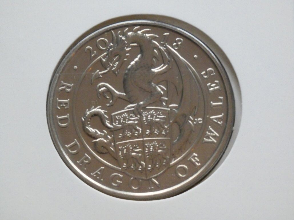 £5, Queen's Beasts, 2018 - The Red Dragon of Wales.