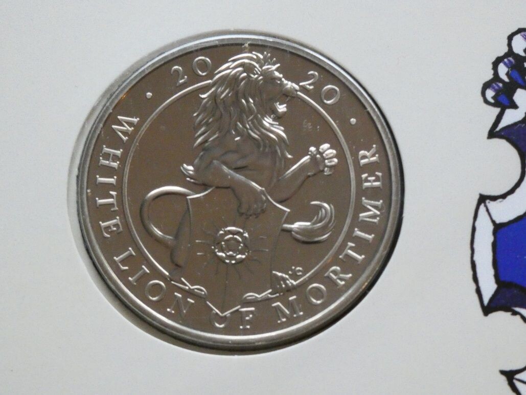 £5, Queen's Beasts, 2020 - The White Lion of Mortimer.