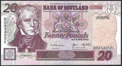 Bank of Scotland, 20 Pounds, 22nd March 1999