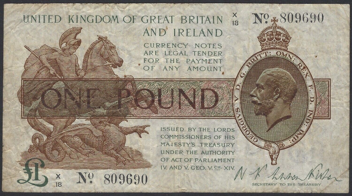 Warren Fisher, £1, ND(1919)