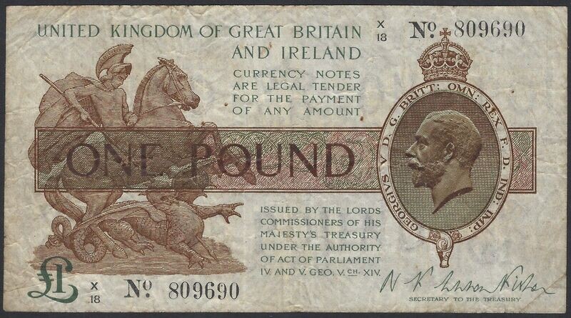 Warren Fisher, £1, ND(1919)