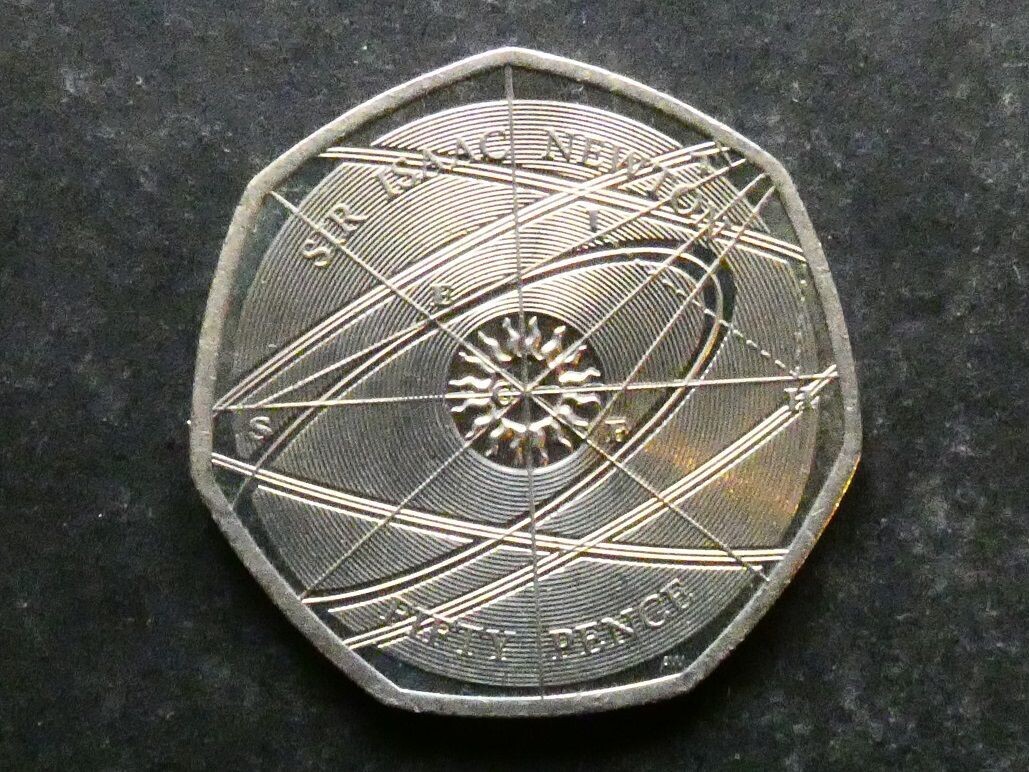 50p, 2017, Sir Isaac Newton.