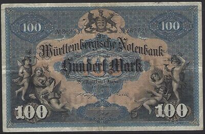 Germany, Württemberg, 100 Mark, 1.1.1911.