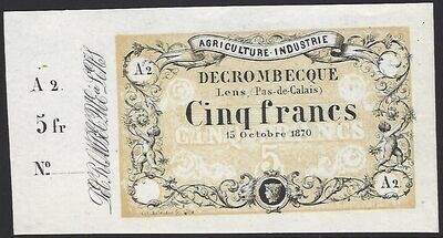 France, Lens, 5 Franc, 15.10.1870.