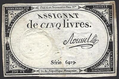 France, Assignat of 5 Livres, (31.10.1793).