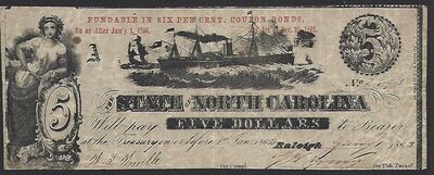 USA, North Carolina, 5 Dollars, 1.1.1863