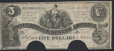 Confederate States of America, Richmond, 5 Dollars, 2.9.1861