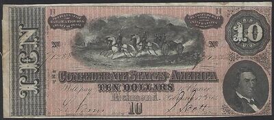 Confederate States of America, Richmond, 10 Dollars, 17.2.1864