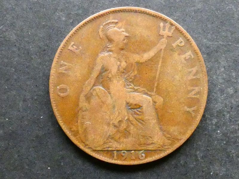 Penny, 1916, recessed ear.